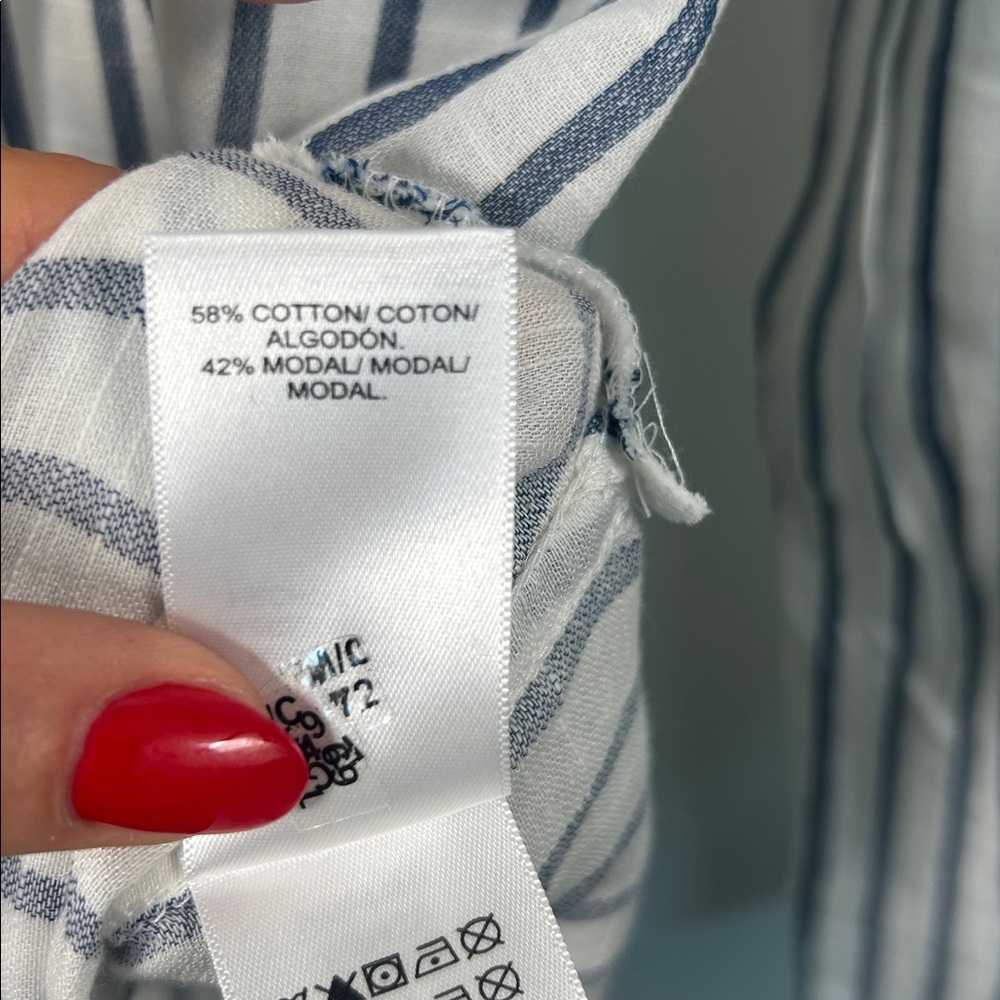 Lucky Brand Women’s Vertical Stripe Button-Down Shirt - White & Blue - Picture 10 of 15